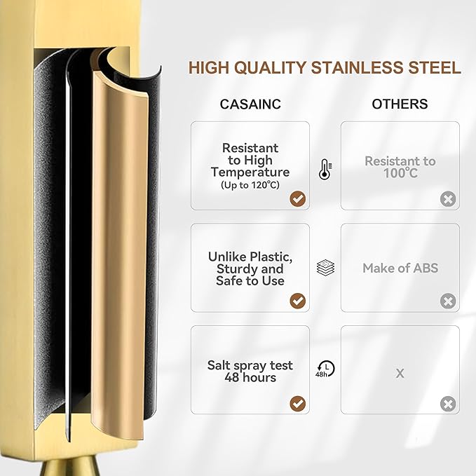 CASAINC Rainfall Shower Head Combo Set 10 Inches Bathroom Luxury Rain Shower Head with Handheld Spray Wall Mounted Shower Faucet Set with Valve and Trim (Brushed Gold)