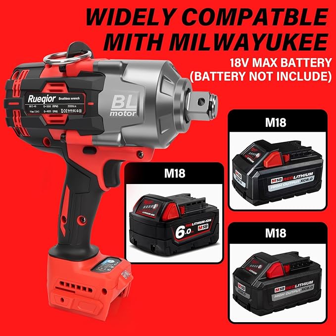 Cordless Impact Wrench 3/4" for Milwaukee 18V Battery, Impact Wrench 1500FT-LBS(2000N.m) High Torque Brushless Electric Impact, with 3 Speed Modes Power Impact Driver