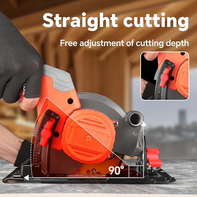 20V 6.0Ah Cordless Mini Circular Saw, 6700RPM, 4-1/2" Blade, 2 Batteries Included,2 Blades, Max Cutting Depth 1-11/16"(90°),1-3/16"(45°), Ideal for Wood/Metal/Plastic/Ceramic Tiles