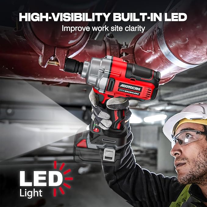 Cordless Impact Wrench, 1/2 inch Impact Gun for Milwaukee 18V Battery, 730Ft-lbs(1000N.m) Brushless High Torque Power Impact Wrench with 3-Mode Speed, LED Work Light, Belt Clip (Battery Not Included)