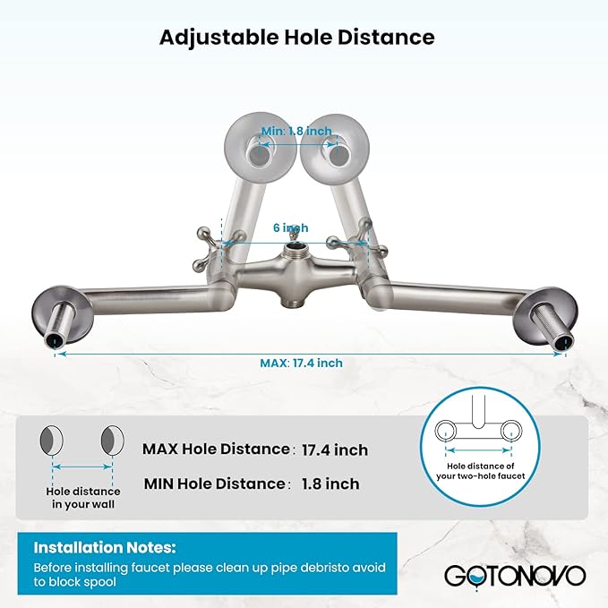 gotonovo Clawfoot Bathtub Faucet Tub Filler with Hand Held Shower Faucet Set Victorian Double Cross Handle 6 Inch Center Adjustable Swing Arms Tub Mount Long Adapter Brushed Nickel