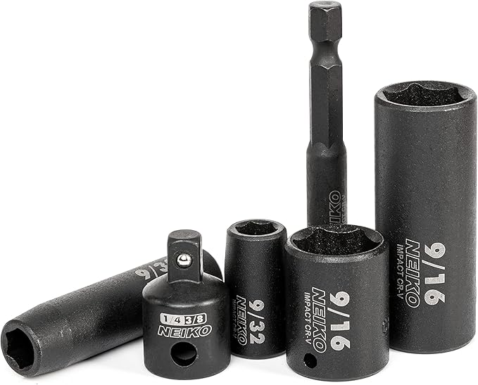 NEIKO 02435A, 22 Piece, 1/4 Socket Set, Standard 3/16” – 9/16” SAE, Deep and Shallow Sockets, Chrome Vanadium Steel, 3/8” to 1/4” Reducer, Hex Shank Socket Impact Adapter, 1/4 Drive Socket Set