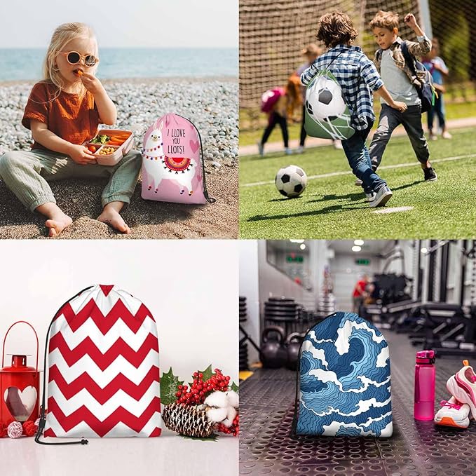 Floral Pattern Beautiful Yellow Flower Green Leaf Red Stamen Drawstring Backpack Gym Backpack Draw String Shoe Swim Back Bag for Women Men 14x16.9 Inch