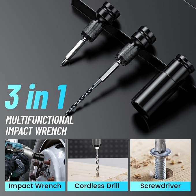 Seesii Cordless Impact Wrench 1/2 inch, High Torque 479 Ft-lbs(650Nm) Brushless Impact Gun,2500RPM w/2x4.0 Battery, 6 Sockets,8 Drill Bits, High Torque Power Impact Driver for Car Home,WH700