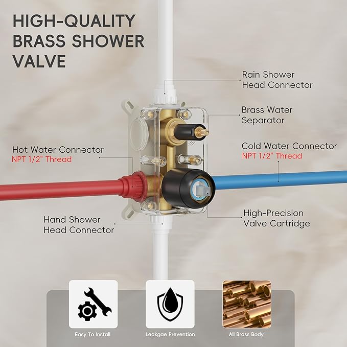 Alesco Shower Faucet Set, Black Shower System with 12-Inch High-Pressure Rainfall Showerheads and Handheld Spray combo, Showerfixture Include Valve and Trim Kit, Matte Black