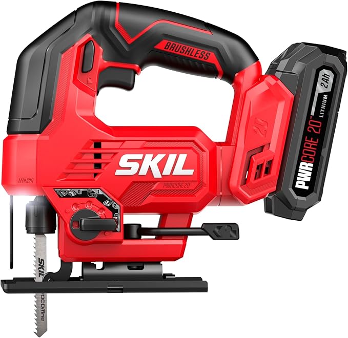 SKIL PWR CORE Brushless 20V Jig Saw Including 2.0Ah Battery and Charger- JS8290B-10
