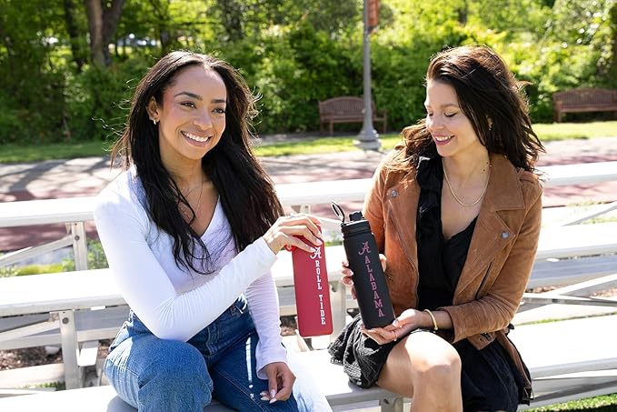 University of Alabama Water Bottle - Black Double Walled Stainless Steel 24 oz Keeps Drinks Cold or Hot