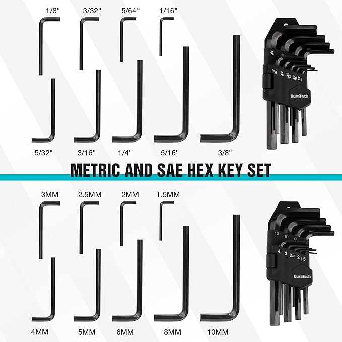 DURATECH 121-Piece Mechanics Tool Kits, Include SAE/Metric Sockets Set, 72-Tooth Drive Ratchet, 40-in-1 Magnetic Screwdriver, and Hex Keys with Carrying Tool Box for Auto Repair