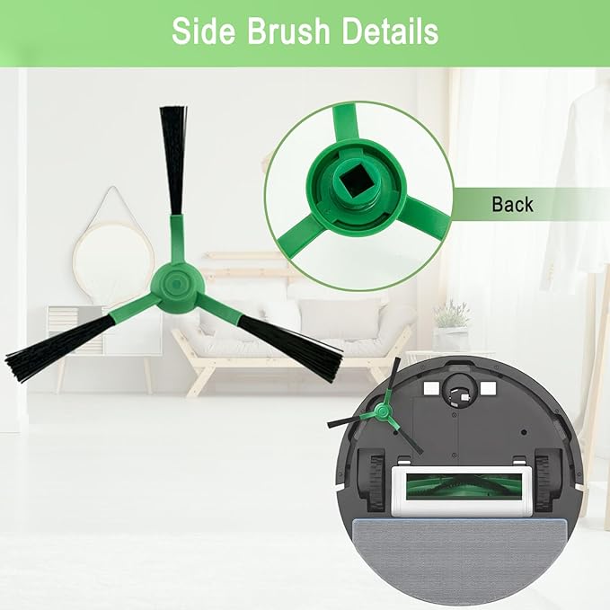 Replacement Parts Accessories Compatible with iRobot Roomba Essential Series Y0140, Q0520, Q0120, Q011, Y0110, Robot Vacuum Cleaner, 1 Roller Brush, 3 Hepa Filters, 3 Mop Pads, 4 Side Brushes