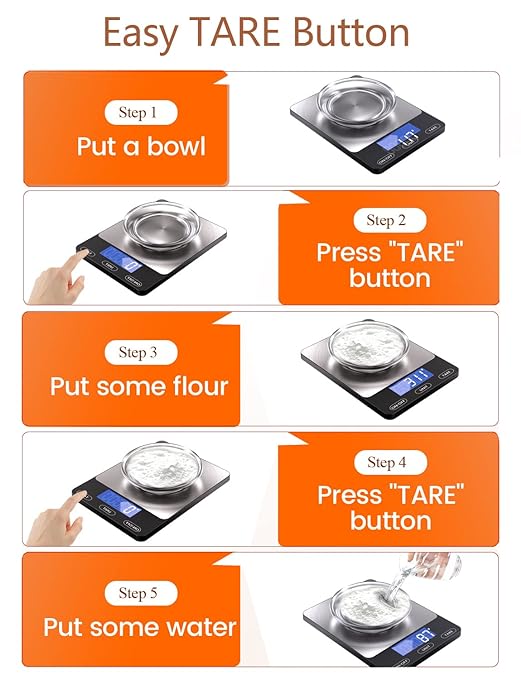 Food Scale -33lb Digital Kitchen Scale for Food Ounces Grams Rechargeable 304 Stainless Steel,Batteries and Type-C Charging | Perfect for Meal Prep, Cooking, and Baking, Black