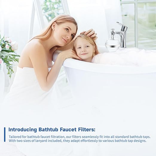 Upgraded Bath Ball Filter,8 Stages Bath Filter for Tub Faucet,Removes Hundreds of Contaminants | Remove Chlorine Improve Water Quality | Purify Your Bathwater for Healthier Skin and Hair, BPA-Free
