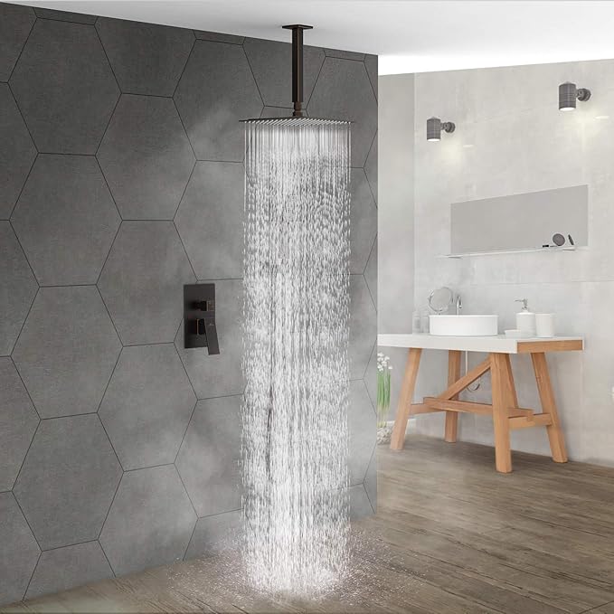SunCleanse Rainfall Shower Faucet Set Oil Rubbed Bronze Shower Combo Set for Bathroom with High Pressure 10 inch Shower Head with Handheld Shower Valves Shower Head and Handheld Ceiling Mounted