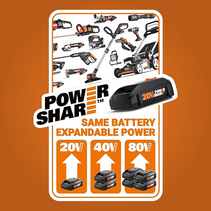 Worx Nitro 20V SwitchDriver 2.0 - 2-in-1 Brushless Cordless Drill Driver With Rotatable Dual 1/4" Chucks, Compact Design, Digital Torque Setting WX177L (Battery & Charger Included)