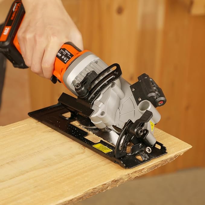 Mini Circular Saw, 20V 3400RPM Professional Cordless Circular Saw, Adjustable Angle and Depth,Max Cutting Depth 1-2/3"(90°), 1-1/8"(45°), Laser Guide, Rip Guide