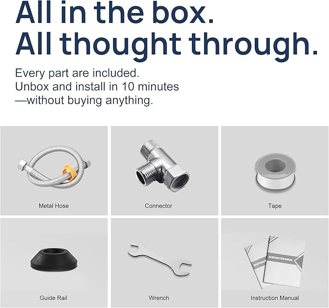 Fresh Water Bidet with Self-cleaning Dual Nozzles for Rear And Feminine Washing, Non-Electric Bidet Toilet Attachment, with Waterproof Cover to Prevent Leaking, Adjustable Water Pressure