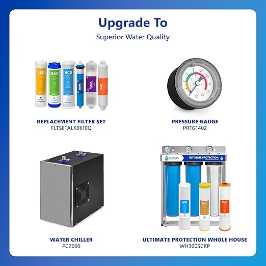 Express Water Reverse Osmosis Water Filter System, Multi-Stage Filtration, BPA Free