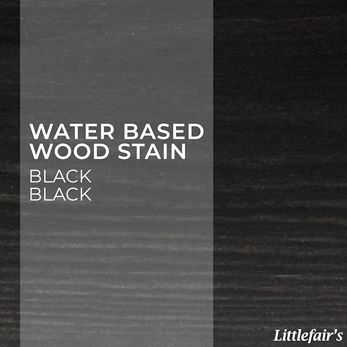 Littlefair's Wood Stain Water Based - 8.5oz/250ml - Indoor Furniture Stain - Light & Dark Finishes - Special Non Toxic & Eco Friendly Formula - Wood Stain for Crafts - Color: Black Black
