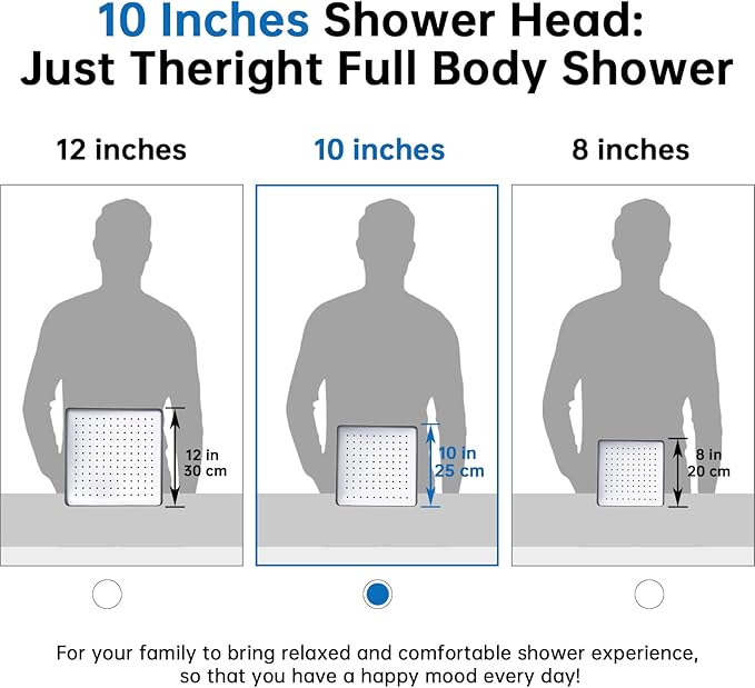 G-Promise All Metal 10 Inches Rain Shower Head with Handheld Built-in Power Wash Mode, 3-way Diverter with Pause Setting, 11 Inches Adjustable Extension Arm with Lock Joint, Long Hose (Chrome)