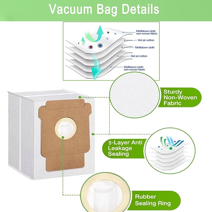 12 Pack Q0520 Vacuum Bags for iRobot Roomba Vacuum 2 Q0520 Essential Robot Vacuum Cleaner,Roomba 105 Combo,Plus 405 404 505 Combo Robot Vacuum Cleaner,Disposable Auto-Empty Dust Bin Bags
