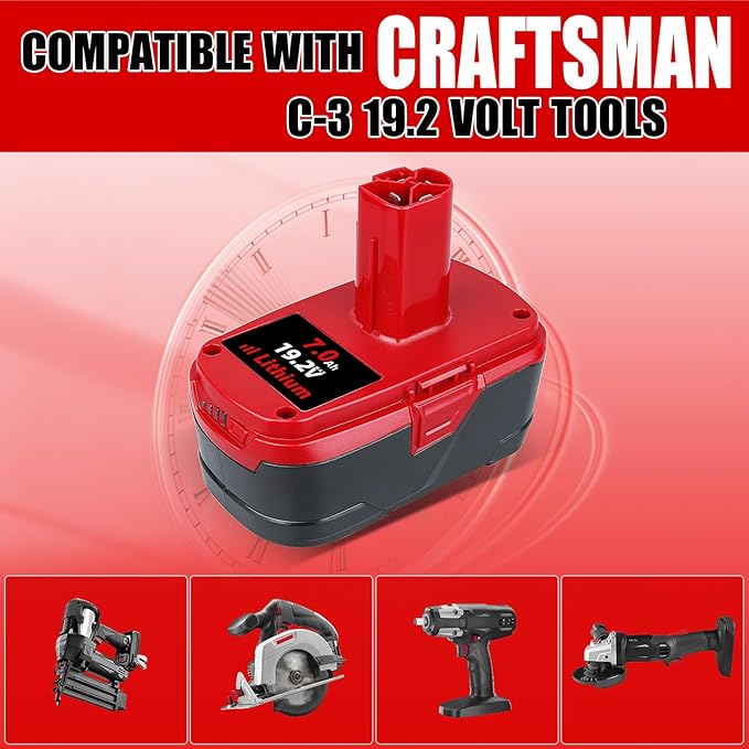 THISS 2 Pack C-3 High-Output 7.0Ah Replacement for Craftsman 19.2V Battery Compatible with Craftsman Battery DieHard C-3 315.115410 315.11485 130279005120235021 11375 Cordless Drills