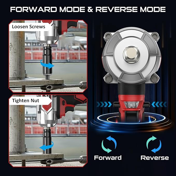 Cordless Impact Wrench 960Ft-lbs - 1300N·m High Torque Impact Wrench - 21V 2600RPM Brushless Power Impact Gun with 2 × 4.0Ah Battery 6 Sockets & Charger & Carry Case for Car Tire Truck DIY