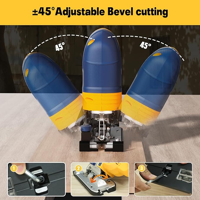 EASTYLE Cordless JigSaw Compatible with DEWALT 20V Battery,with 4Ah Battery & Charger,800-3200 SPM & 4 Cutting Positions,5.3" Wood/0.78" Aluminum Cuts,Dust Collection Port & Dual Safety Lock