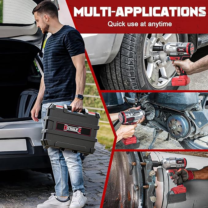 Cordless Impact Wrench 1/2 inch for Milwaukee 18V Battery, 900FT-LBS(1200N.m) Brushless Electric Impact Gun for Car Home, High Torque Power Impact Driver with 6Pcs Sockets & Storage Case (No Battery)