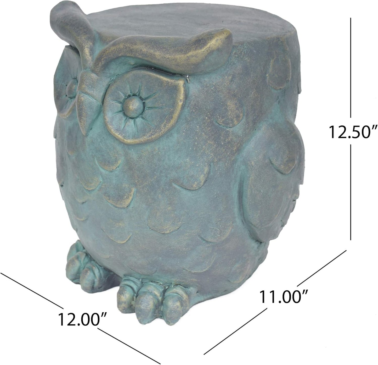 Christopher Knight Home Agnes Owl Garden Stool, Lightweight Concrete, Gold Patina Finish