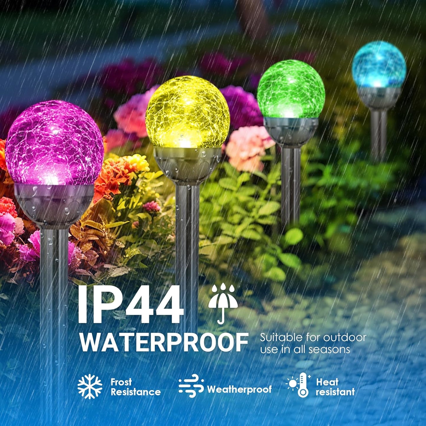 SOLPEX Solar Garden Lights Outdoor, 3 Pack Multi-Color Changing&White 2 Modes Solar Powered Glass Ball Garden Lights Waterproof for Patio Decoration