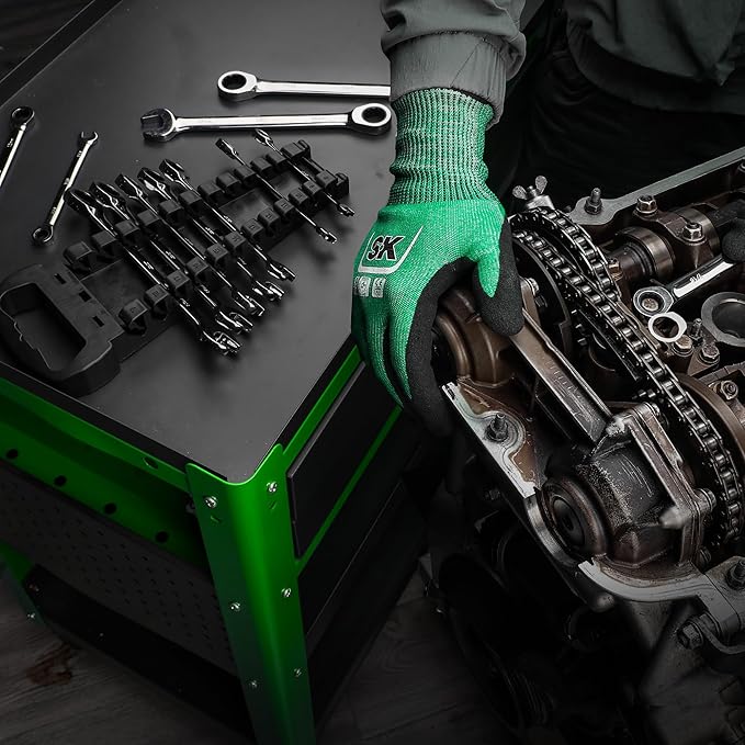 SK Ratcheting Wrench Set, Combination Wrench Set, 12-Piece, Metric 8 to 19mm, 72-Tooth, Premium CR-V Construction, with Rack Organizer