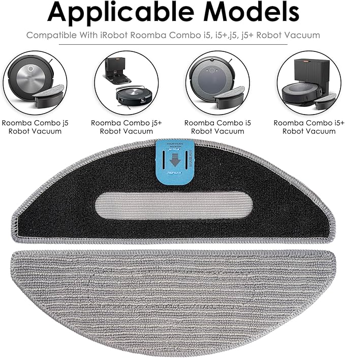 (9 Pack) Combo i5+ Mop Pads and Wicks for irobot Roomba Combo j5, Combo j5+, Combo i5, Combo i5+ Robot Vacuum & Mop, Replacement Microfiber Mop Pads, Mopping Cloth Accessories
