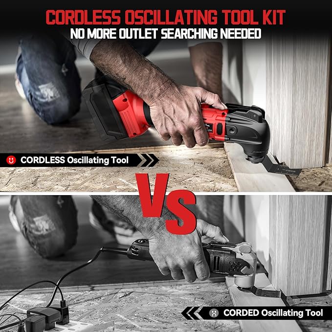 Cordless Oscillating Tool Compatible with Milwaukee 18V Battery, 21000 OPM Max Brushless-Motor Tool with Auxiliary Handle, Oscillating Multi-Tool for Scraping, Sanding,Cutting Wood(Tool only)