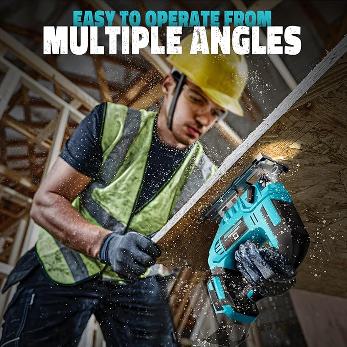 Jigsaw Compatible With Makita 18V Battery, Cordless jig saw tool Brushless Motor, 0°- 45° Bevel Cuts, LED Light with 3 Position Orbital Setting for Straight/Curve/Bevel/Circle Cutting (NO Battery)