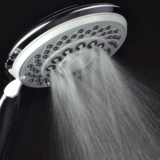 HotelSpa Instant-Mount Drill-Free Height/Angle Adjustable 30-Setting SpiralFlo 3-Way Shower Head/Handheld Showerhead Slide Bar Combo