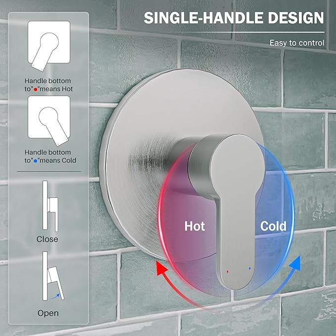Tub Shower Faucet Set, Tub and Shower Trim Kit with 6 Inch High-Pressure Rian Shower Head,Shower Head and Handle Set, Brushed Nickel