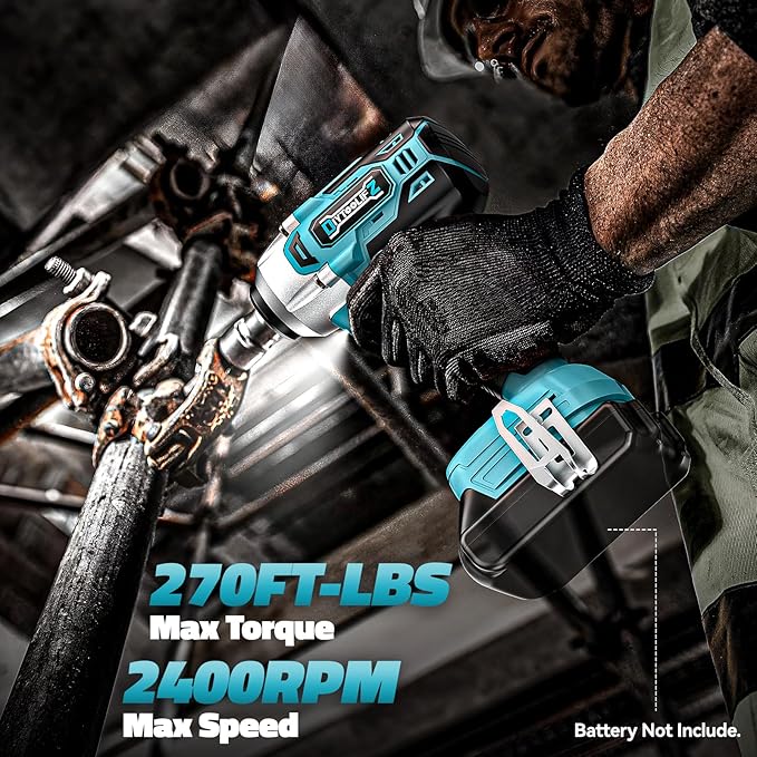 Cordless Impact Wrench Compatible with Makita 18v Battery: 250Ft-lbs(340N.m) 3/8" Brushless Electric Impact Gun, 2400RPM High Torque Impact Driver, Power Impact Wrench, Bare Tool Only