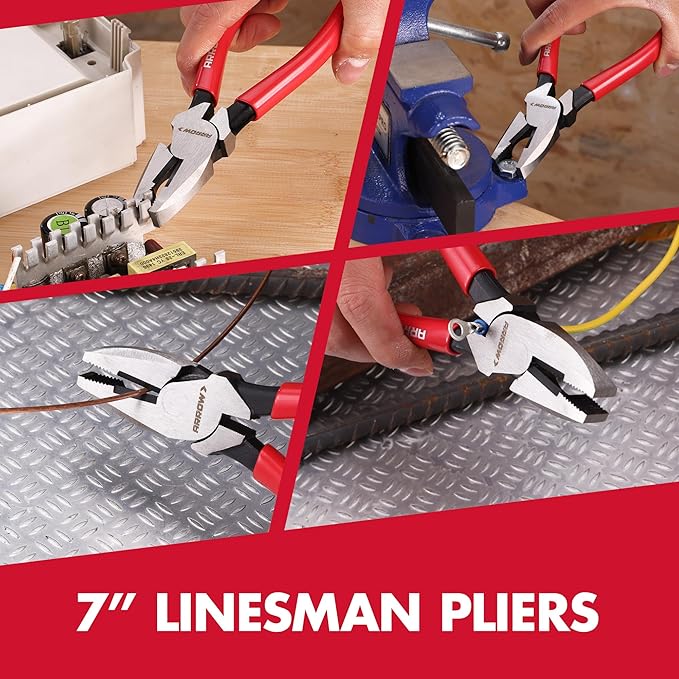 ARROW 3PCS Pliers Set, 6" Needle Nose Pliers, 6" Diagonal Plier, 7" Linesman with Non-slip Handle, Premium Carbon Steel, High Leverage Design