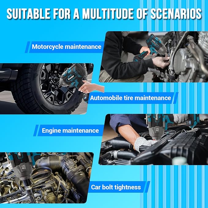 Cordless Impact Wrench 1/2" for Makita 18V Battery, Impact Wrench 1000FT-LBS(1360N.m) High Torque Brushless Electric Impact, with 4 Modes Power Impact Driver for Car, Truck, Mower (No Battery)