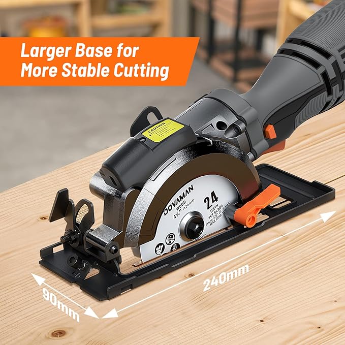 Circular Saw, 5.8A 4-1/2" Circular Saw w/Laser, Metal Auxiliary Handle, 6 Blades (4½", 4¾"), Cutting Depth 1-11/16" (90°), 1-3/8" (45°), Ideal for Wood, Soft Metal, Plastic, Tile - MCS01A