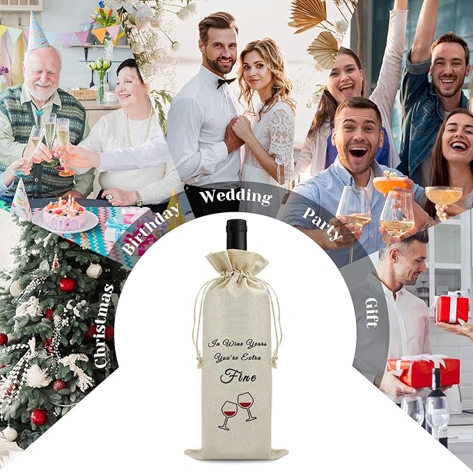 Funny Birthday Wine Bag Birthday Gift for Women Men Pairs Well with Celebrating Your Birthday Wine Bags Friendship Happy Birthday Gifts for Friends Coworker Husband Wife Reusable Wine Wrap Bag