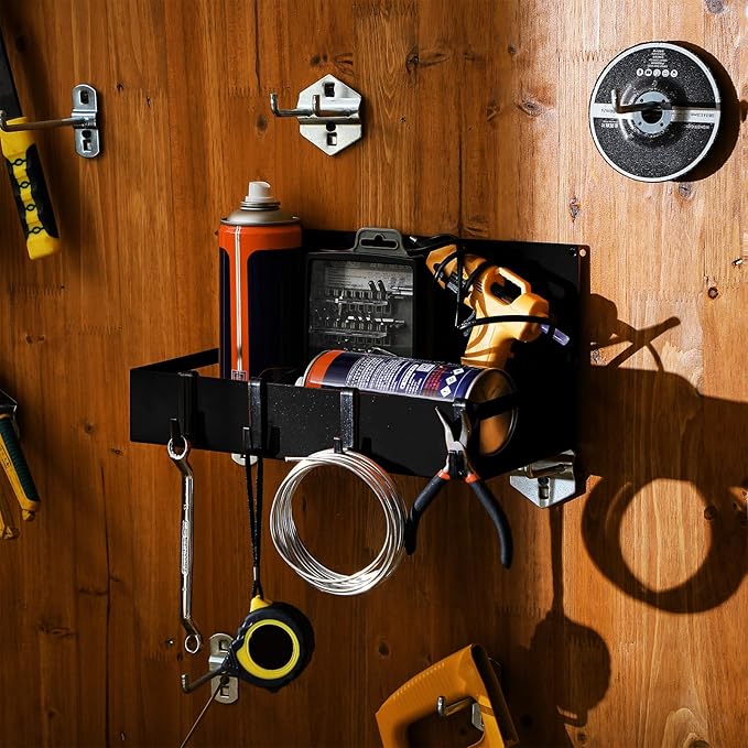 3 Pack Magnet Garage Organizer Magnetic Spice Rack for Refrigerator 20 lb Capacity Shelf Hanging Heavy Duty Magnetic Fridge Side for Organize Garage Tools(Black)