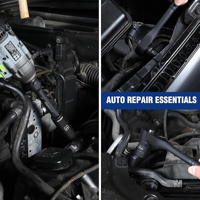 WORKPRO 1/2” Drive Impact Socket Set, 65PCS SAE(3/8”-1-1/4”) and Metric(10-24mm) Deep & Shallow Kit, Ratchet Handle, Extension Bar, Impact Universal Joint and Adapters for Automotive Repair