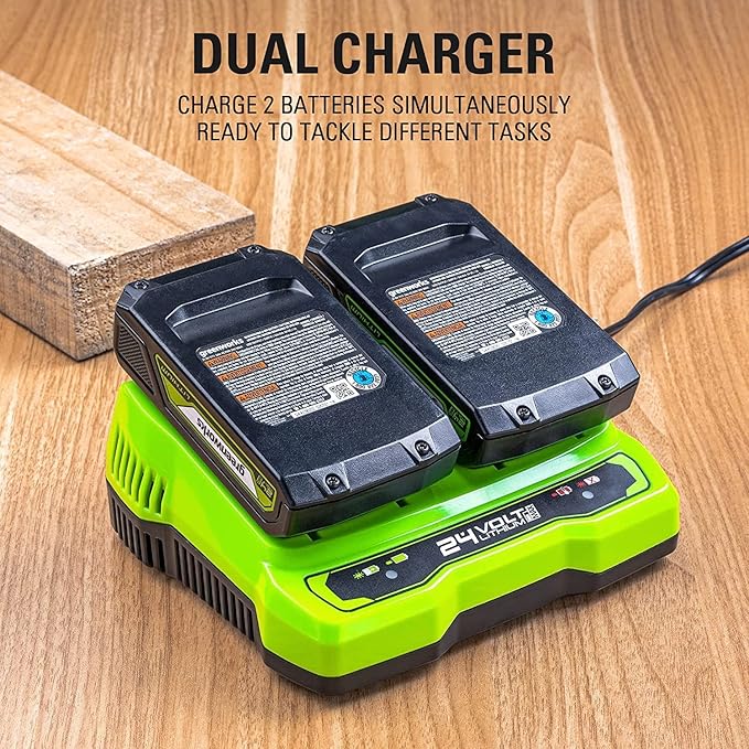 Greenworks 24V Brushless Cordless Impact Driver Kit, 2650 in./lbs Torque 1/4-inch Hex, Variable Speed Impact Drill/Driver Set, Included (2) USB (Power Bank) Batteries and Dual Port Charger, Bits