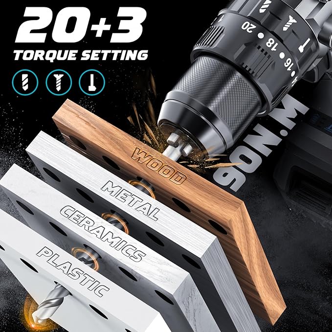 Cordless Power Drill Compatible with Makita 18v Battery: 3 Modes Electric Power Drill Kit Tool,1/2 Inch Keyless Chuck Cordless Impact Drills Set,Variable Speed for Home,Garden(No Battery)