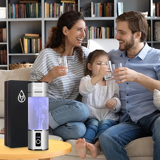 Hydrogen Water Bottle, 2 Modes Portable Hydrogen Water Bottle Generator with SPE PEM Technology and LED Display, Ion Water Ionizer Machine for Office, Travel and Home Daily Drinking(Silver)