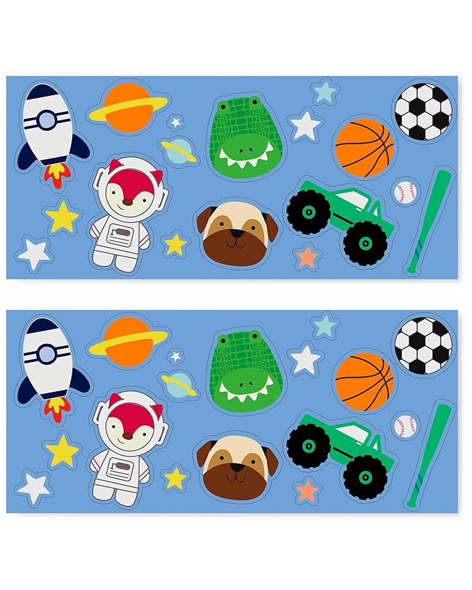 Skip Hop Stainless Steel Kids Canteen Bottle with Stickers, Straw 12.85 oz Blue