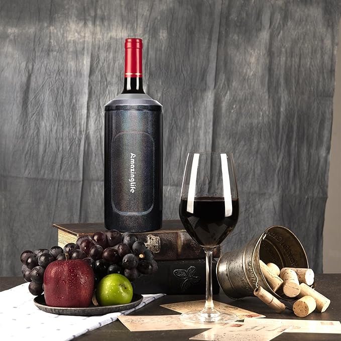 Wine Chiller Bucket, Portable 750ml Champagne & Wine Bottle Cooler, Stainless Steel Vacuum Insulated, Keeps Wine & Beverages Cold, Perfect Gift for Wine Lovers