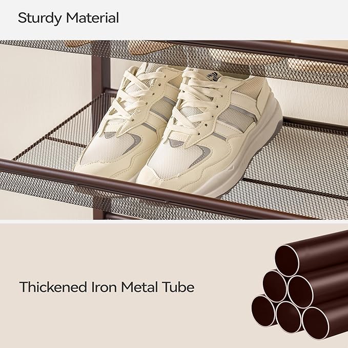 Shoe Rack, Long Shoe Organizer,Max Holds 50 Pairs,8 Tier Metal Shoe Storage Shelf,4-Tier Stackable Shoes Organizer for Garage, Entryway,Bronze