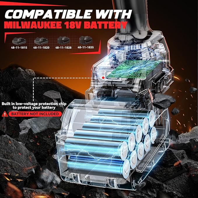 Cordless Impact Wrench 1/2 inch Compatible with Milwaukee 18v Battery, 750FT-LBS(1000N.m) Brushless Impact Driver, Portable Electric Impact Gun with LED Work Light, Variable Speeds, 4-Speed Control.
