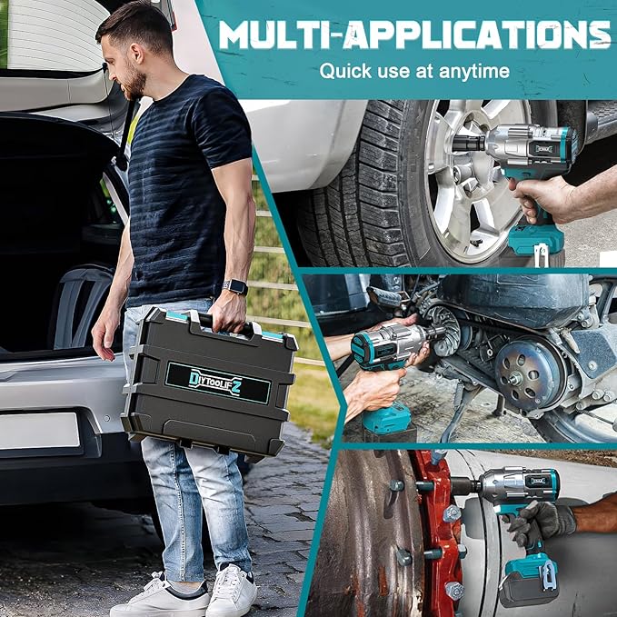 Cordless Impact Wrench 1/2 inch for Makita 18v Battery, 900FT-LBS (1200N.m) Brushless Electric Impact Gun for Car Home, High Torque Power Impact Driver with 6Pcs Sockets & Storage Case (No Battery)